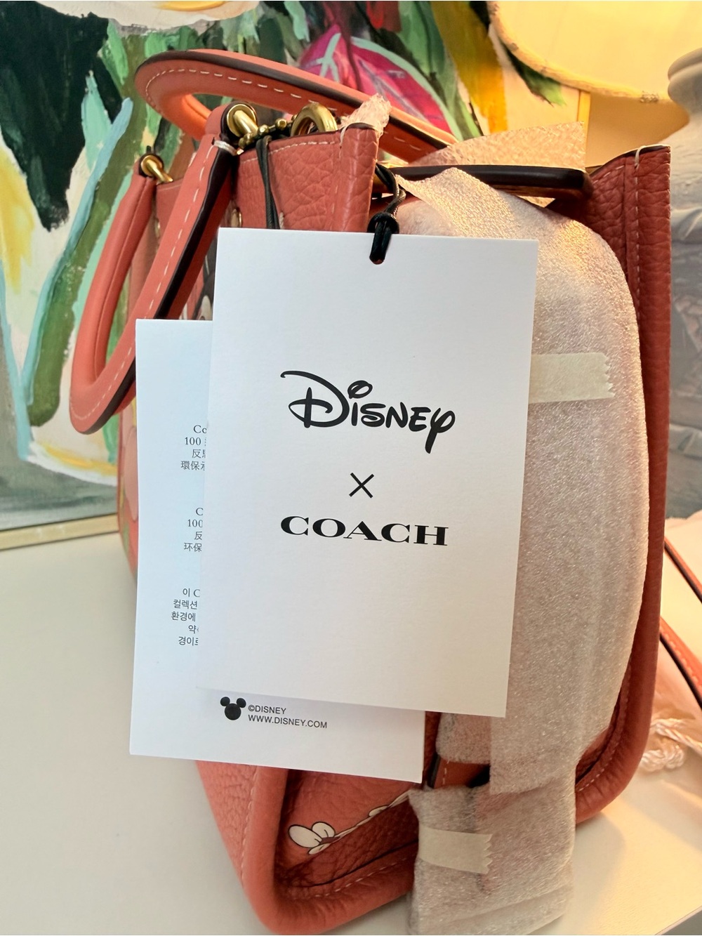 Rare Collectible DISNEY X COACH Rogue 25 Leather Mickey Mouse Flower Pink NWT - Picture 9 of 13